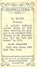 1933 Wills's Victorian Footballers (Small) #38 William Koop Back